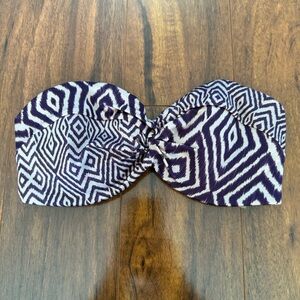 Victoria’s Secret 32D Bandeau Bikini Top Purple Ikat Tribal Strapless Swim 2014